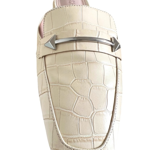 SCHUTZ Croc Embossed Leather Mules In Cream Size 8 - Picture 3 of 10